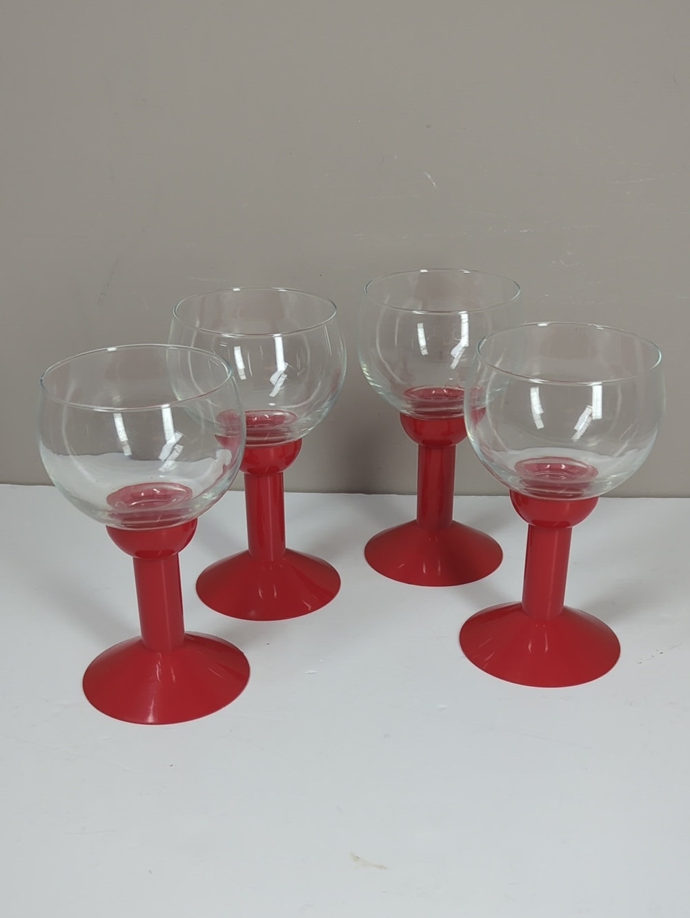 Vintage Bodum Oktett Wine Glasses with Red Plastic Stems – Set of 4